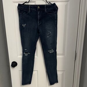 American Eagle Outfitters Dark Wash Distressed Skinny Jeans